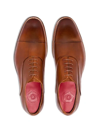 Shop Grenson Bert Hand-printed Oxford Shoes In Brown