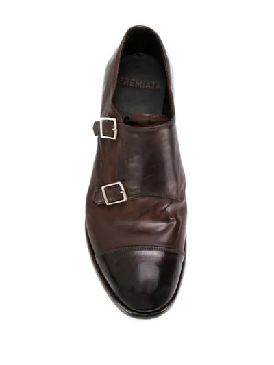 Shop Premiata Double-buckle Monk Shoes In Brown