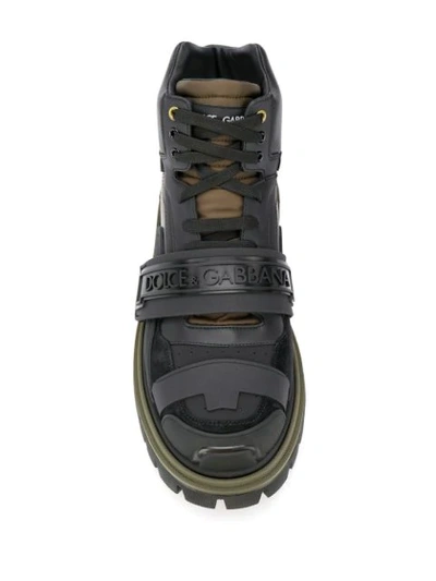 Shop Dolce & Gabbana Logo Strap Trekking Boots In Black