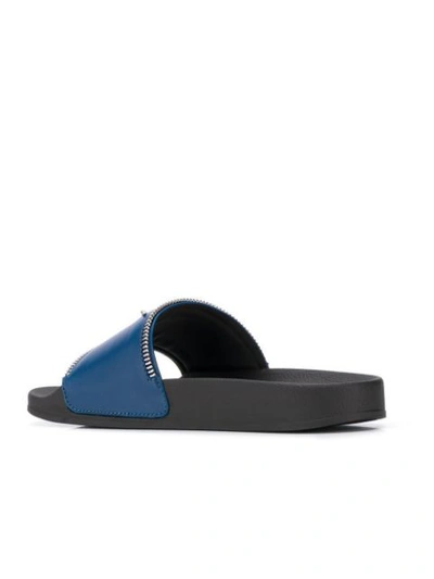 Shop Giuseppe Zanotti Brett Zip Slides - Blue