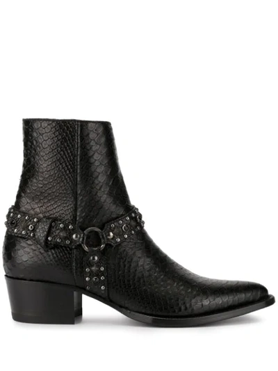 Shop Amiri Studded Harness Ankle Boots In Black