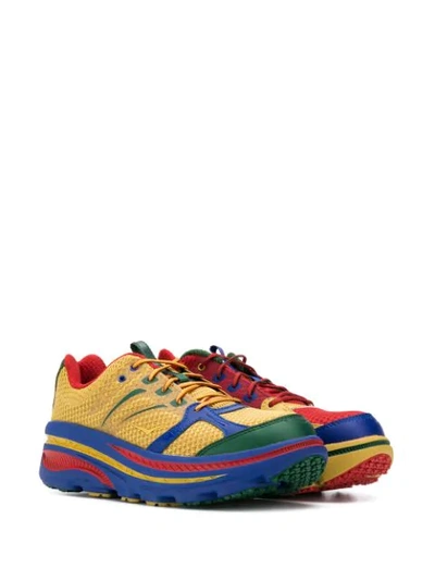 Shop Hoka One One Chunky Sole Panelled Sneakers In Yellow