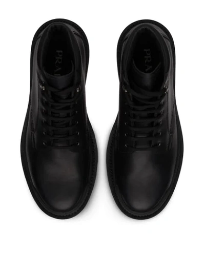 Shop Prada Lace-up Ankle Boots In Black