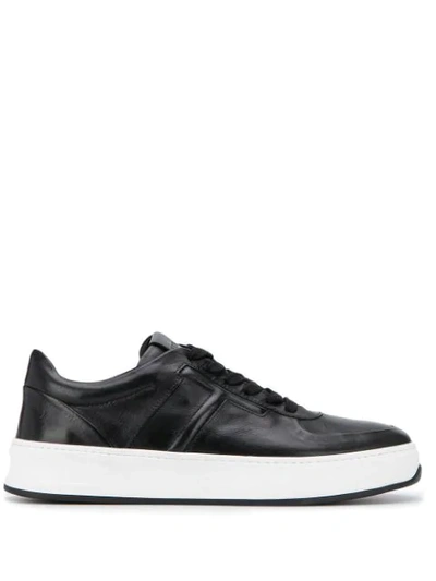 Shop Tod's Monogram Low-top Sneakers In Black