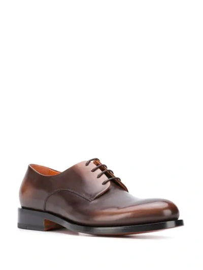 Shop Santoni Lace Up Derby Shoes In Brown