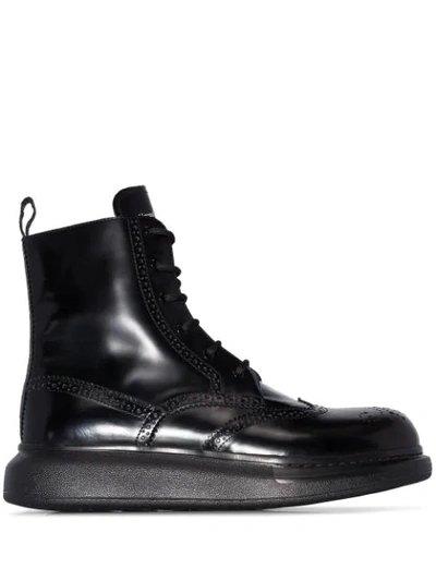 Shop Alexander Mcqueen Platform Ankle Boots - Black