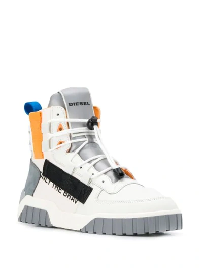 Shop Diesel Colour-block High Top Sneakers In Neutrals