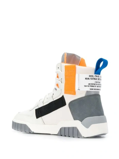 Shop Diesel Colour-block High Top Sneakers In Neutrals