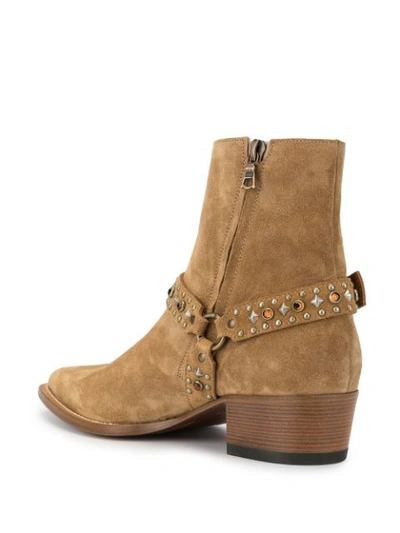 Shop Amiri Studded Harness Ankle Boots In Neutrals