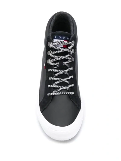 Shop Tommy Jeans Logo High-top Sneakers In Blue