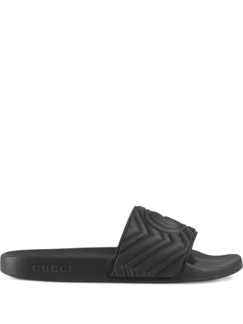 gucci rubber slides black
