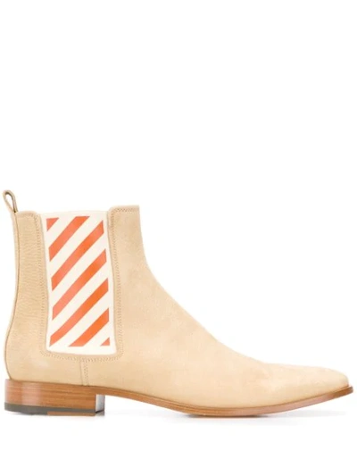 Shop Off-white Diagonals Detail Chelsea Boots In Neutrals