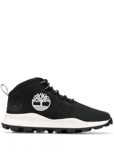 Shop Timberland Logo Low Top Sneakers In Black