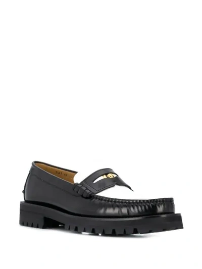 Shop Versace Bi-colour Medusa Loafers In Black