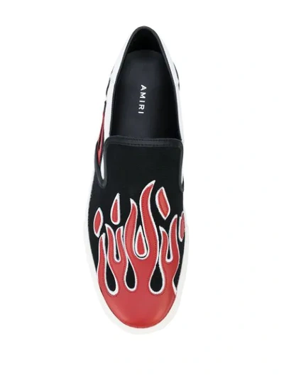 Shop Amiri Flame Print Low-top Sneakers In Blk Wht Red