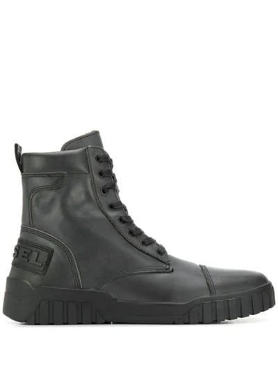 Shop Diesel Sneaker-style Ankle Boots In Black