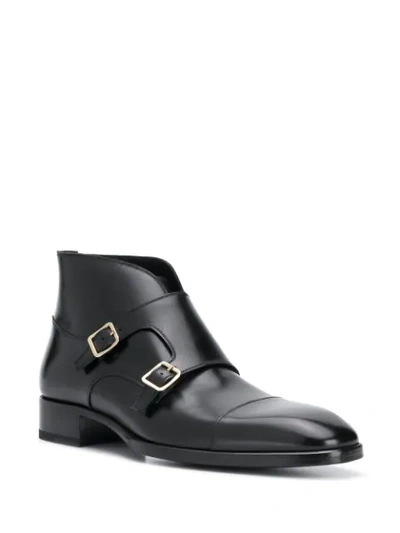 Shop Tom Ford Double Buckled Monk Shoes In Black