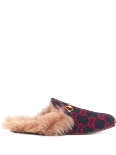 Shop Gucci 'princetown' Slipper Mit Monogramm In Blue