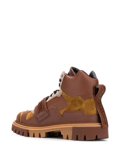 Shop Dolce & Gabbana Colour-block Trekking Boots In Brown
