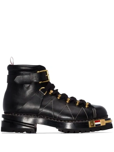 BLACK LEATHER HIKING BOOTS