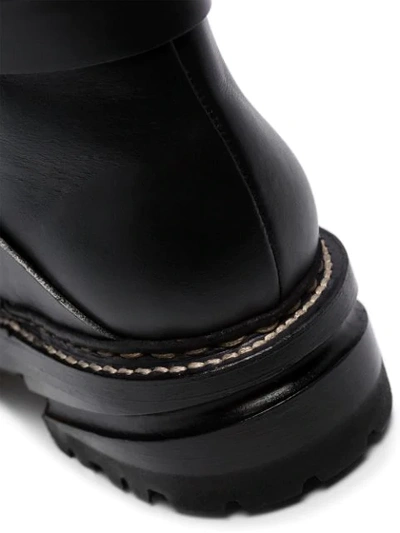 Shop Thom Browne Black Leather Hiking Boots