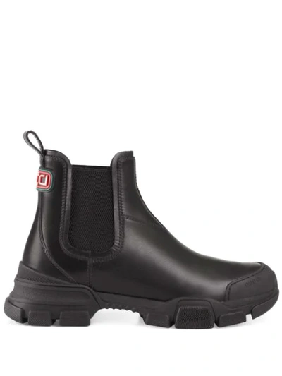 Shop Gucci Trekking Style Chelsea Ankle Boots In Black