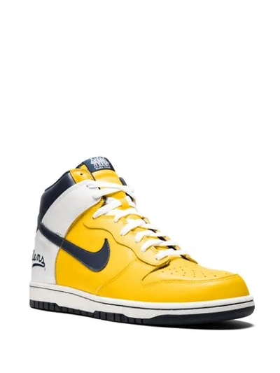 Shop Nike Dunk High Sneakers In Gold