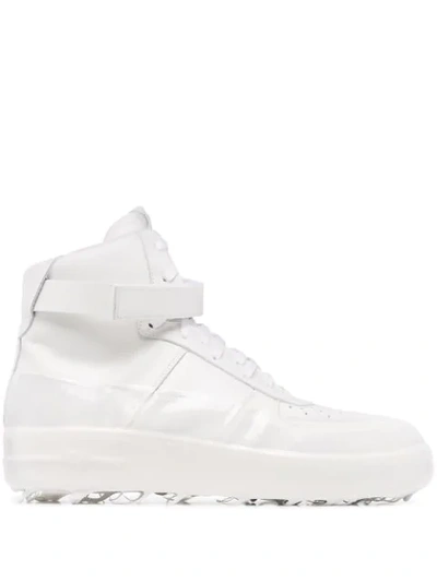 Shop 424 Ridged Sole Hi-top Sneakers In White