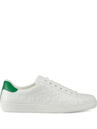 Shop Gucci Ace G Rhombus Sneakers In White