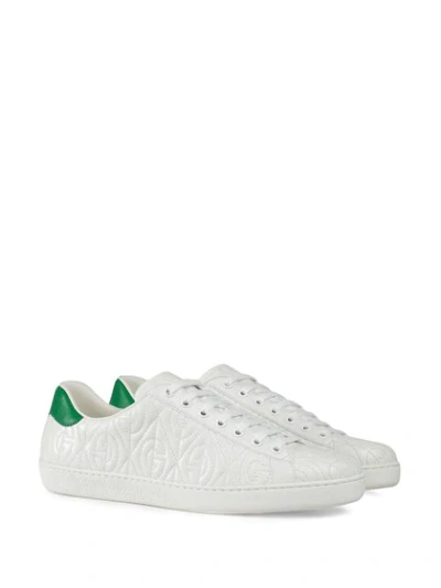 Shop Gucci Ace G Rhombus Sneakers In White