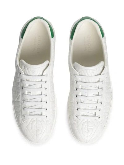 Shop Gucci Ace G Rhombus Sneakers In White