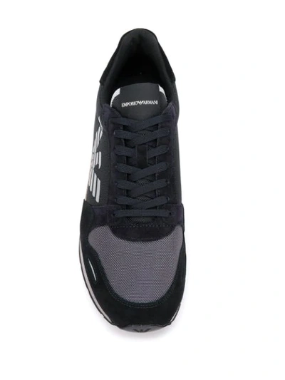 Shop Emporio Armani Logo Panelled Sneakers In Black