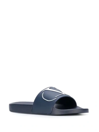 Shop Valentino Garavani Vlogo Slides - Blue