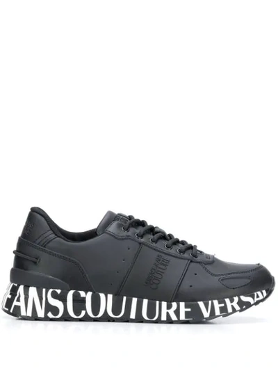Shop Versace Jeans Couture Logo Sole Sneakers In Black