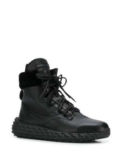 Shop Giuseppe Zanotti Urchin Fur Trim Sneakers In Black