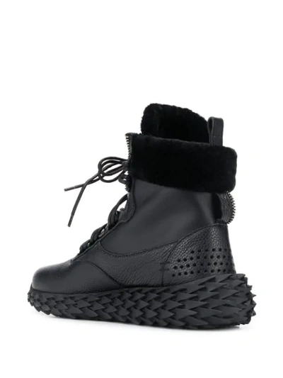 Shop Giuseppe Zanotti Urchin Fur Trim Sneakers In Black
