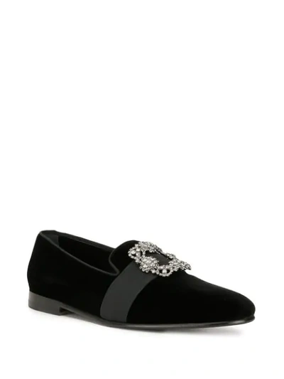 Shop Manolo Blahnik Embellished Carlton Loafers In Black