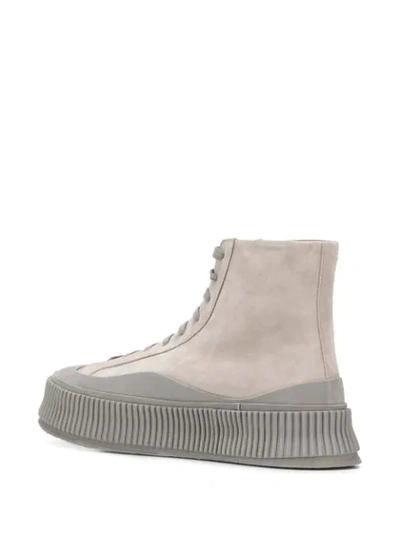 Shop Jil Sander Platform Hi-top Sneakers In Grey
