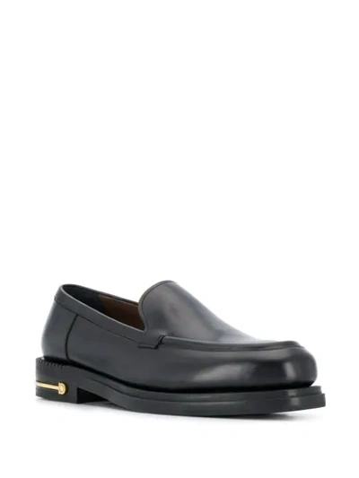 Shop Ferragamo Gancini Detailed Heel Loafers In Black