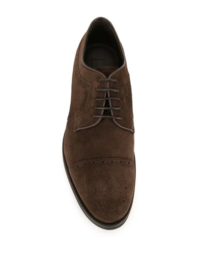 Shop Ermenegildo Zegna Classic Derby Shoes In Brown