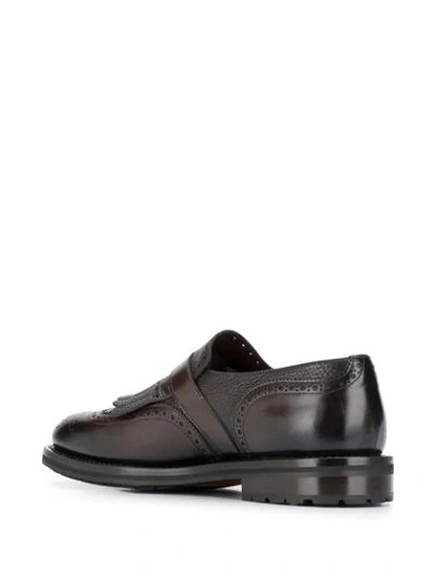 Shop Santoni Embossed Monk Shoes In Brown