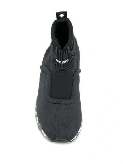 Shop Diesel Sock-style Low Top Sneakers In Black