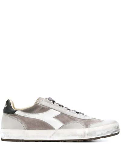 Shop Diadora Suede Panelled Sneakers In Grey