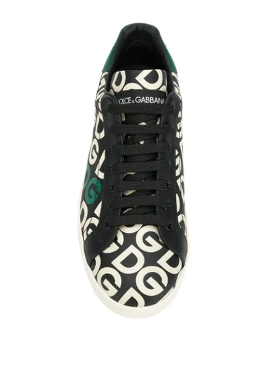 Shop Dolce & Gabbana Portofino Dg Mania Print Sneakers In Black