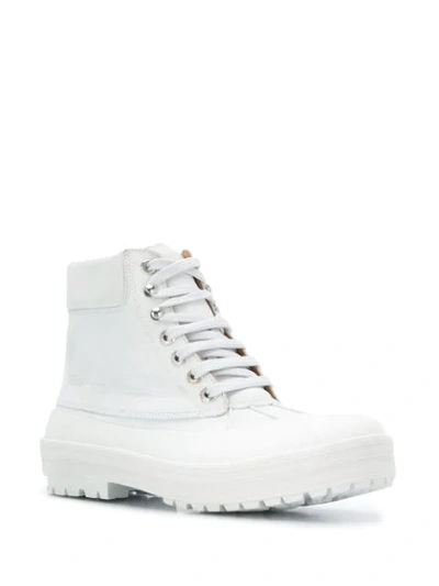 Shop Jacquemus Knöchelhohe Schnürstiefel In White