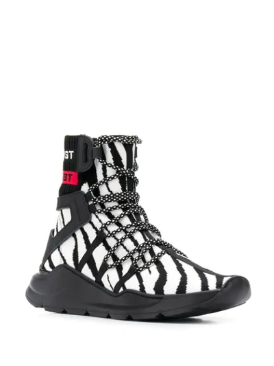 Shop Just Cavalli High Top Zebra Pattern Sneakers In Black