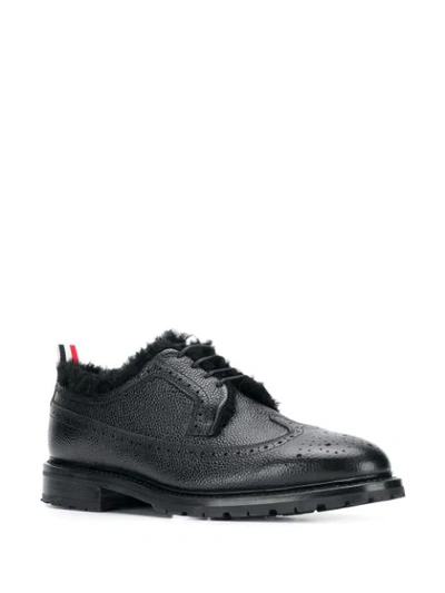 Shop Thom Browne Shearlining Lining Longwing Brogue In Black