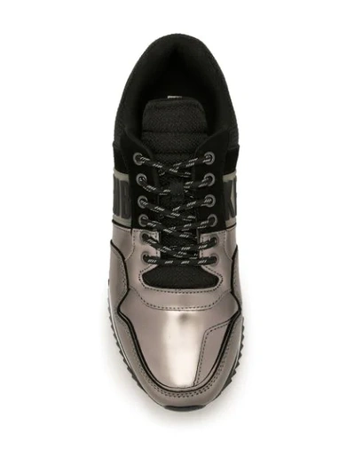Shop Dirk Bikkembergs Mixed Material Metallic Sneakers In Black