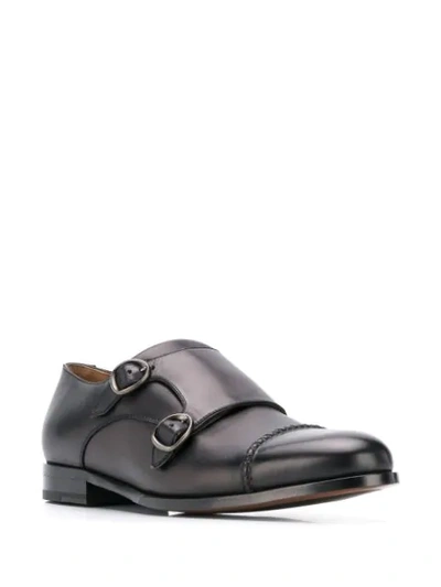 Shop Ermenegildo Zegna Leather Monk-strap Shoes In Black