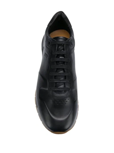 Shop Hugo Boss Low Top Wedge Sole Sneakers In Black